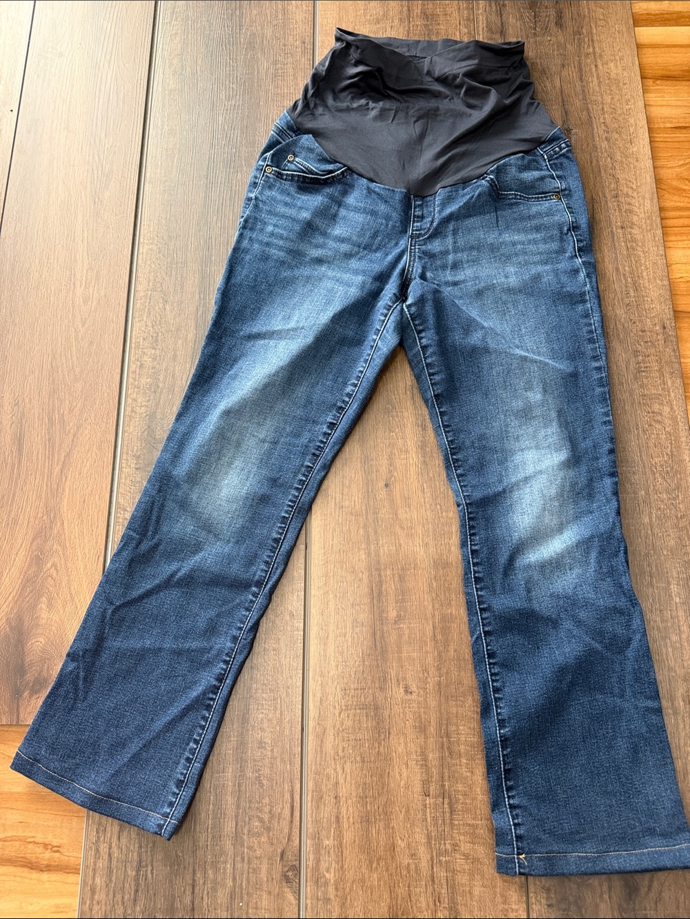 A. Glow Maternity Dark Blue Stretch Denim Jeans with Black Support Panel